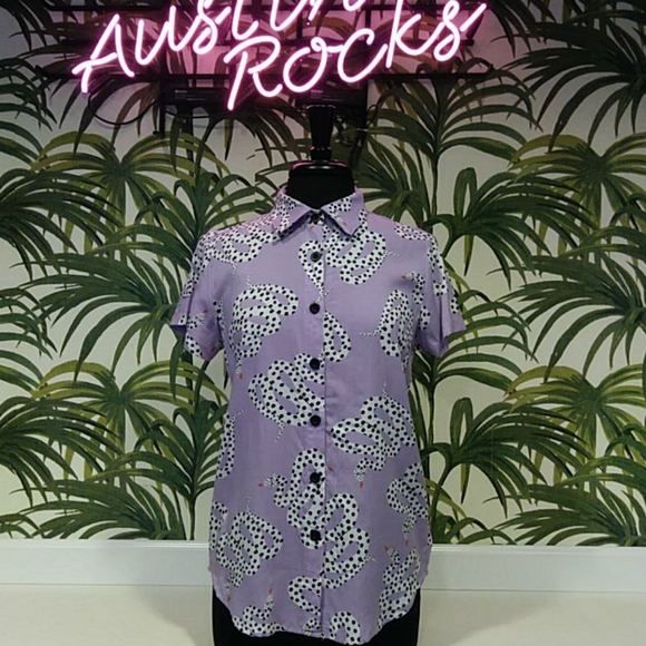 Nooworks Tops - Nooworks Lilac Snake Print S/S Button Down